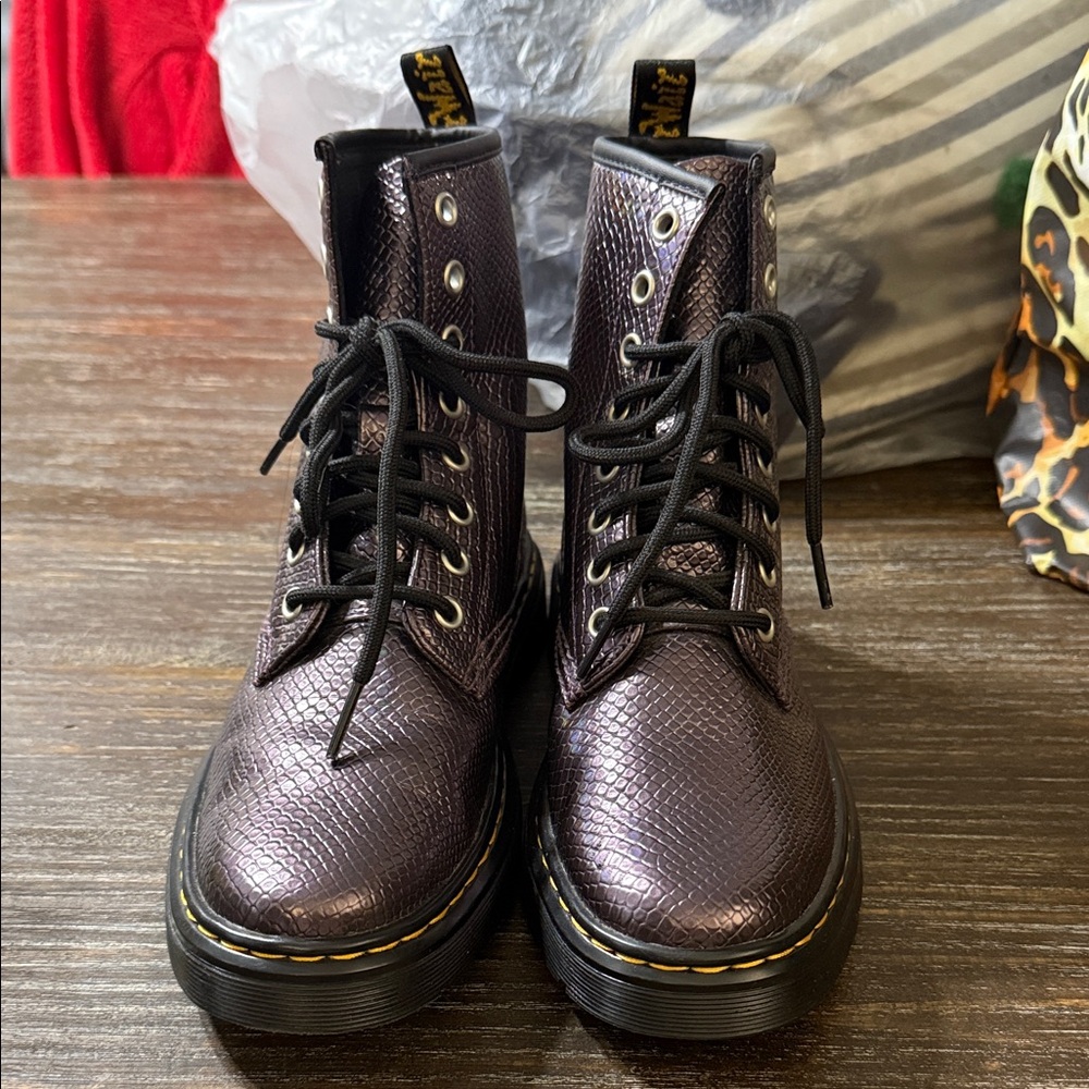 Dr. Martens Shimmering Black Combat Boots